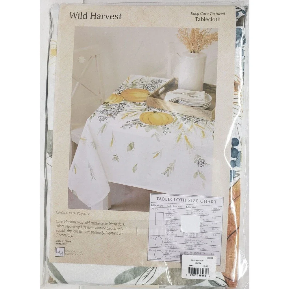 Printed Linen Tablecloth, 60 x 104